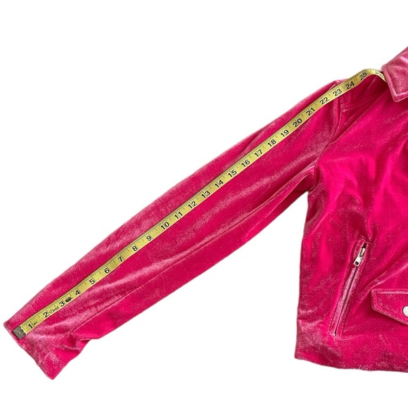 Forever 21 Hot Pink Velour Moto Jacket Sz S - Picture 4 of 12